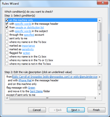 Outlook Rules editor